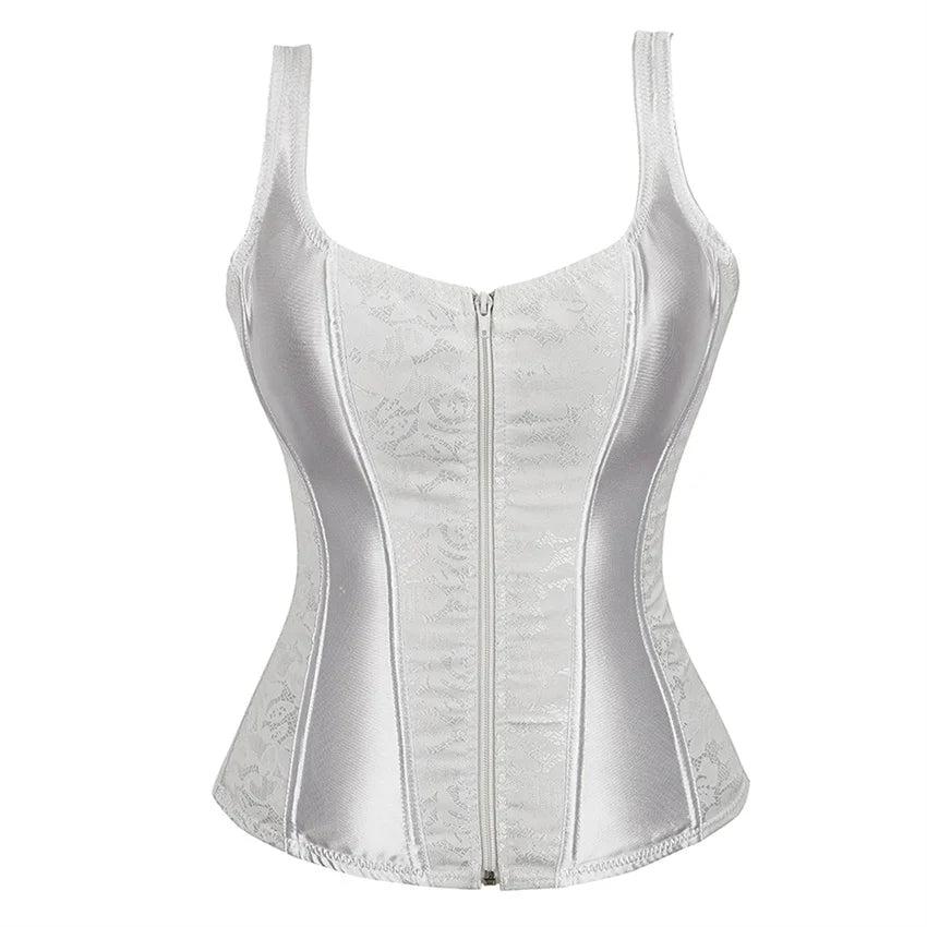 Corset with Straps for Women Black Overbust Corset Plus Size Jacquard Lace-Up Corset Zipper TOP Vintage Gothic Corset Bustier-Dollar Bargains Online Shopping Australia
