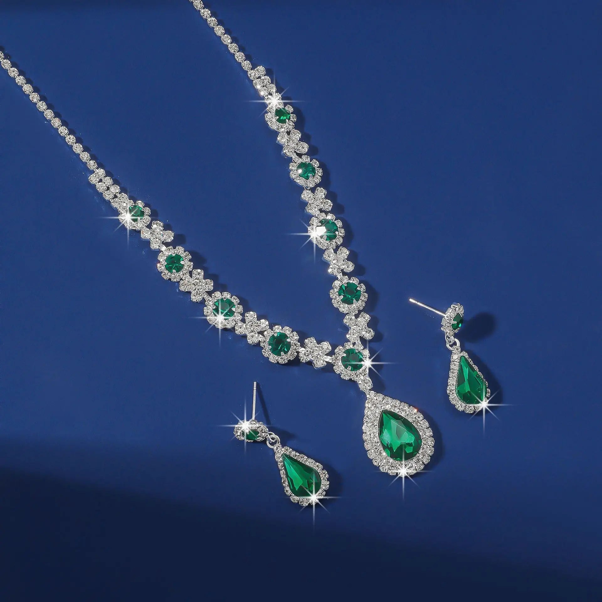 2pcs/set Jewelry Sets Women Elegant Waterdrop Rhinestone Pendant Necklace stud Earrings Wedding Dress Bridal Jewelry Set-Dollar Bargains Online Shopping Australia