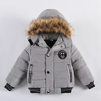 Autumn Winter Boys Jacket New Keep Warm Baby Coat Hooded Zipper Fashion Fur Collar Boys Outerwear-Dollar Bargains Online Shopping Australia