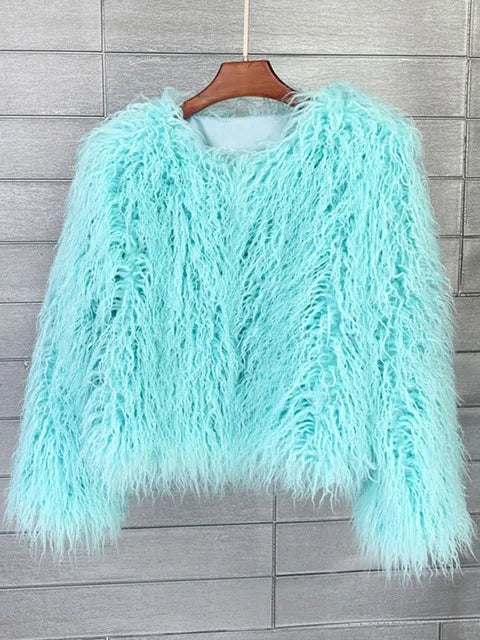 Fur Coats Women Autumn Winter Top Fashion Pink Faux Fur Coat Elegant Thick Warm Faux Fur Jackets-Dollar Bargains Online Shopping Australia