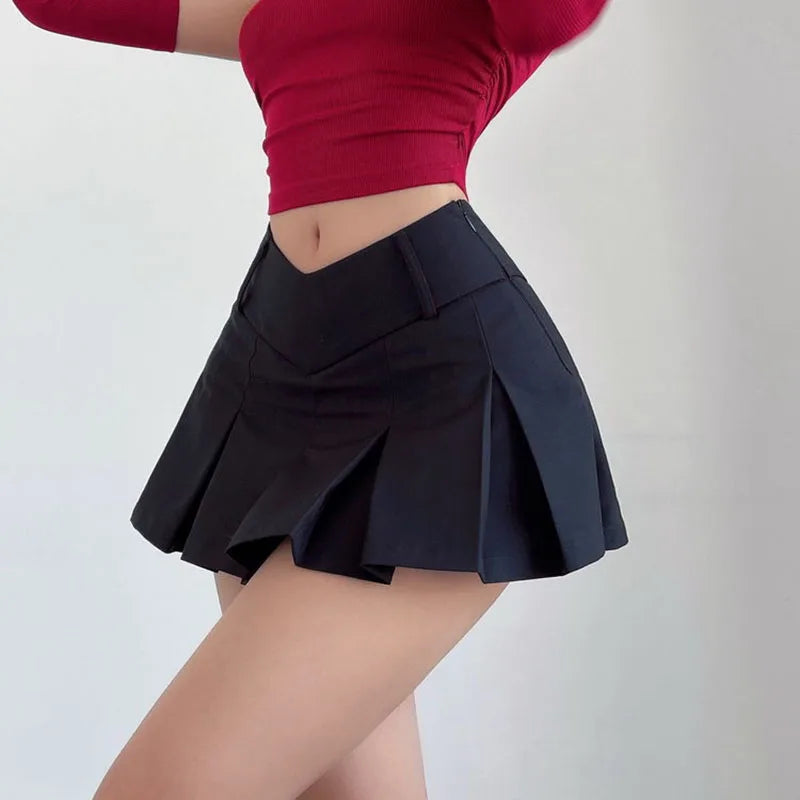 V Waist Pleated Skirts Women Y2K Summer High Waist Korean Chic Streetwear Sexy Mini Skirts Harajuku Preppy A-Line Skirts-Dollar Bargains Online Shopping Australia