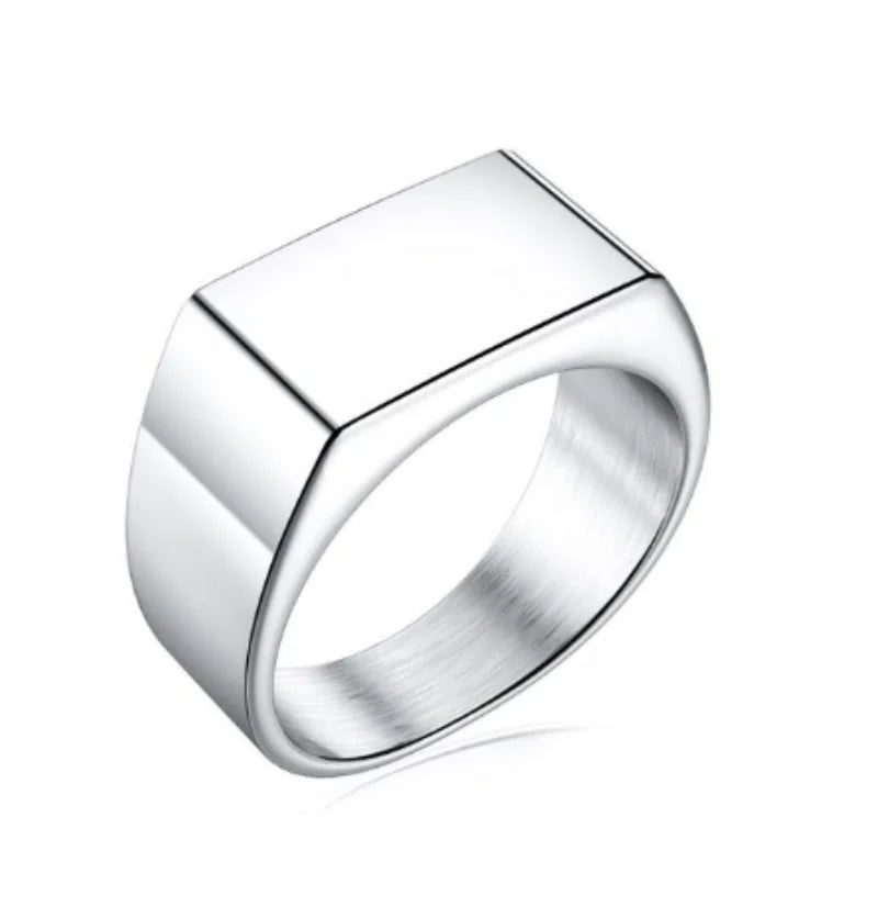 Metal Glossy Rings for Men Geometric Width Signet Square Finger Punk Style Fashion Ring Jewelry Accessories-Dollar Bargains Online Shopping Australia