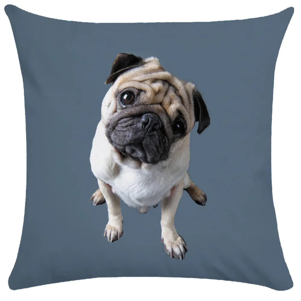 Pug Bulldog Print Cushion Cover Pets Dog Pillowcase For Home Sofa Decoration Polyester Lumbar Pillow Case Gift-Dollar Bargains Online Shopping Australia