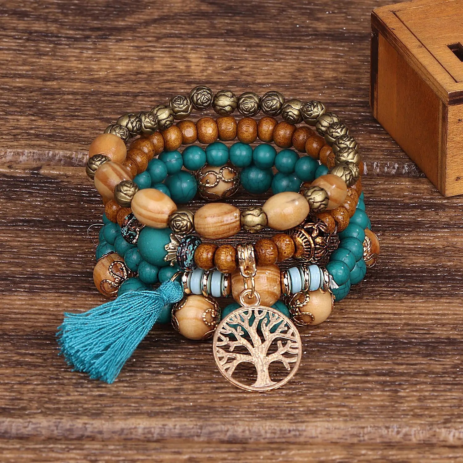 Fashion Retro Boho Multilayer Wood Beaded Bracelet Fairy Bangle Beads Bangles Women Bracelet Jewelry Gift Women's Jewelry Gifts-Dollar Bargains Online Shopping Australia