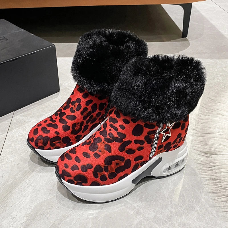 Platform Wedge Snow Boots for Women Shoe Plush Side Zipper Internal Increasing Modern Short Boot-Dollar Bargains Online Shopping Australia