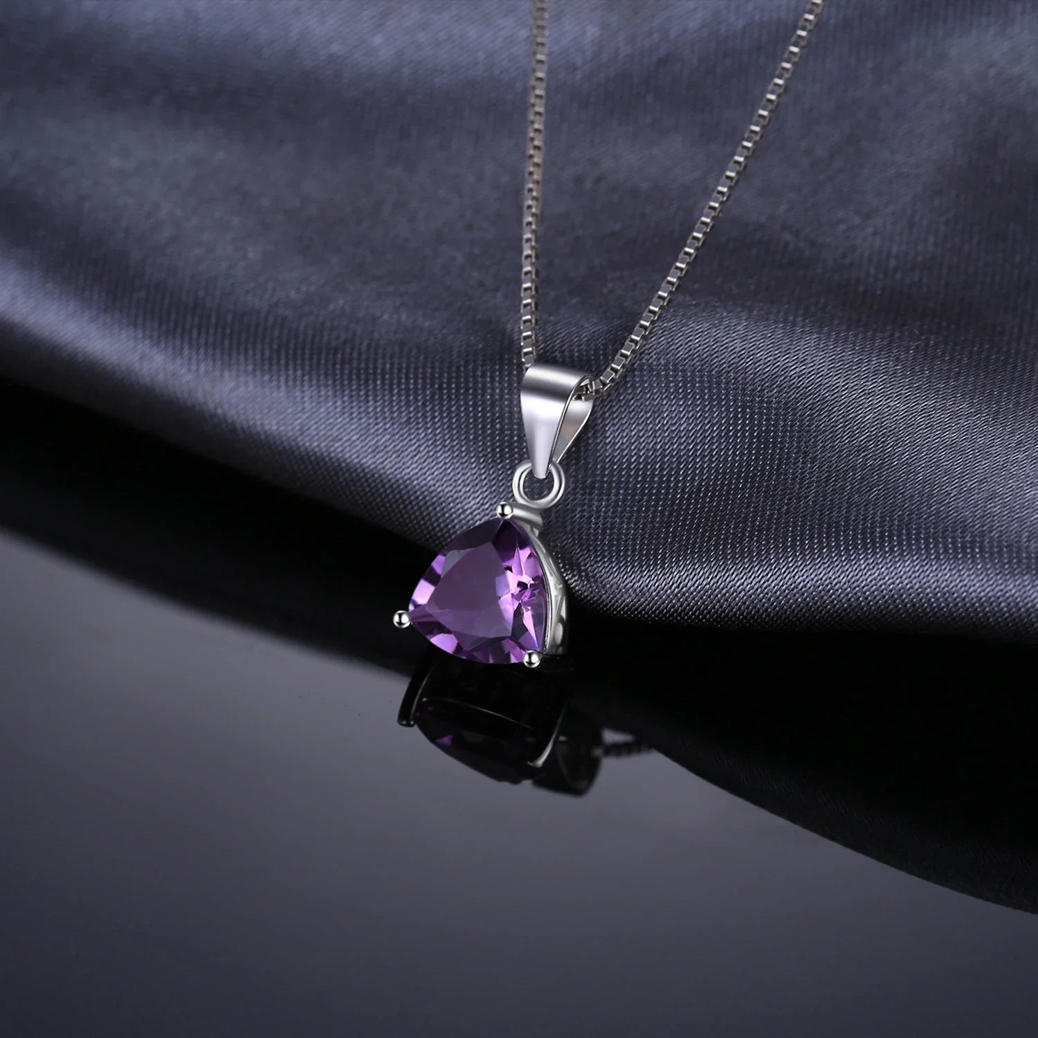 1.6ct Natural Amethyst 925 Sterling Silver Pendant Necklace for Women Fashion Gemstone Choker Without Chain