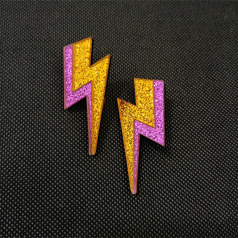 Glitter Lightning Acrylic Stud Earrings For Women Multicolor Jewelry Mirror Trendy Fashion Summer Classic Accessories-Dollar Bargains Online Shopping Australia