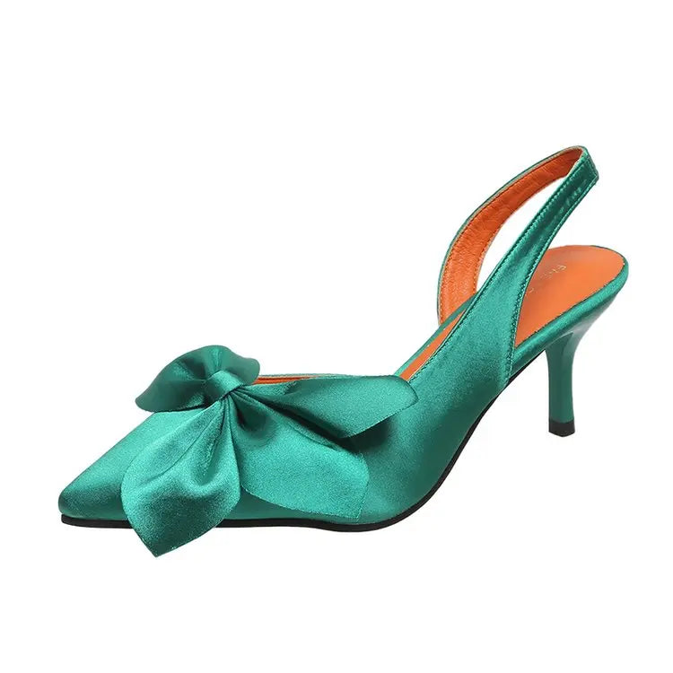 Sandals Solid Color Bow Tie Pointed Thin Heel High Heel Fashion Women's Shoes-Dollar Bargains Online Shopping Australia
