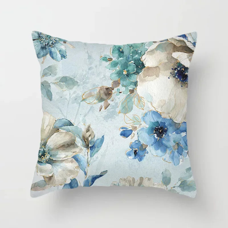 Oil Painting Flowers Decorative Pillowcase for Sofa Ginkgo Leaves Printed Polyester Cushion Cover 45x45cm Home Decor-Dollar Bargains Online Shopping Australia