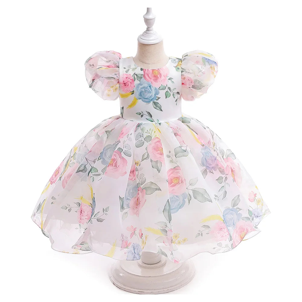 Girl Princess Dress Tulle Puff Sleeve Wedding Party Kids Dresses for Girls Birthday Child Clothes Bridemaids Gown-Dollar Bargains Online Shopping Australia