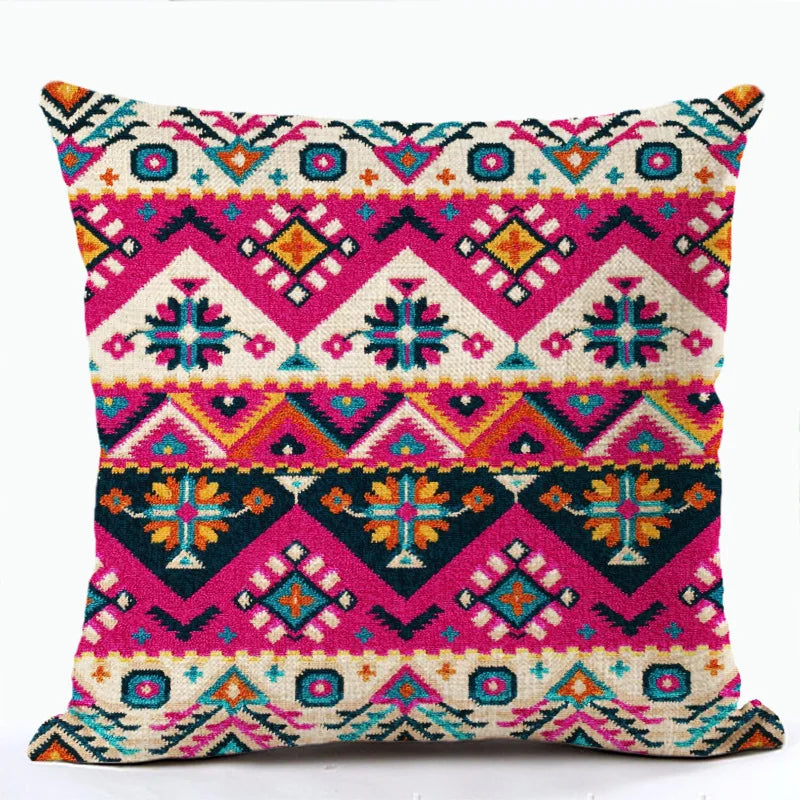 Bohemian Patterns Linen Cushions Case Multicolors Abstract Ethnic Geometry Print Decorative Pillows Case Living Room Sofa Pillow-Dollar Bargains Online Shopping Australia