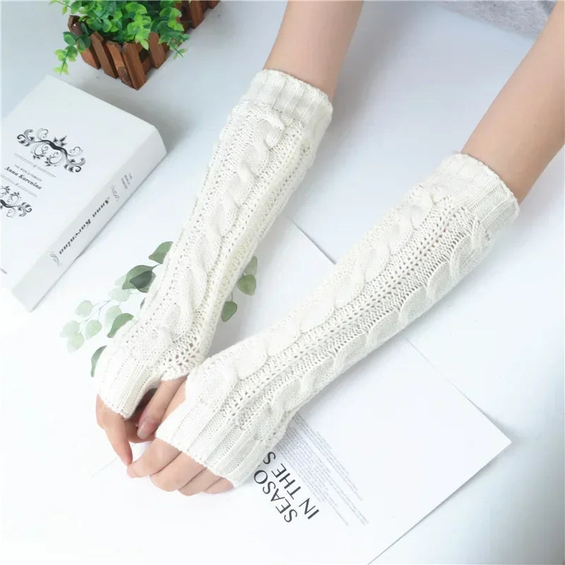 Long Fingerless Gloves Women‘s Mitten Winter Arm Warmer Knitted Arm Sleeve Fine Casual Soft Girls Goth Clothes Punk Gothic Glove-Dollar Bargains Online Shopping Australia