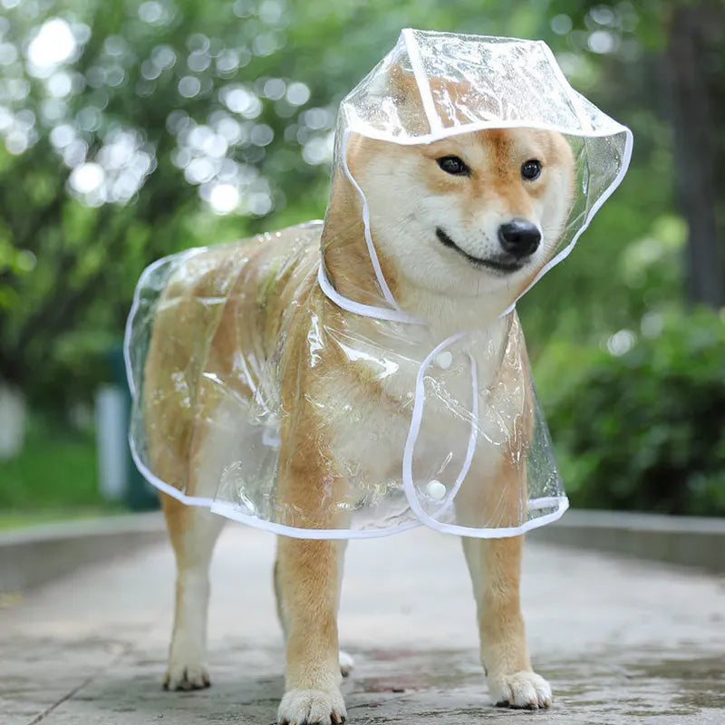 Pet Dog Puppy Transparent Rainwear Raincoat Pet Hooded Waterproof Jacket Clothes Soft PVC Small Dogs Raincoat Puppy Rain Poncho-Dollar Bargains Online Shopping Australia