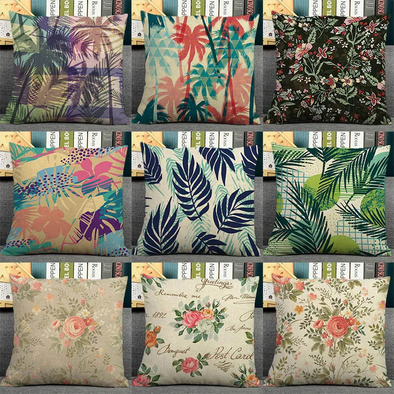 Nordic plant print cushion home decorative pillow 45x45cm pillowcase Modern sofa Decor tropical leaves seat back-Dollar Bargains Online Shopping Australia