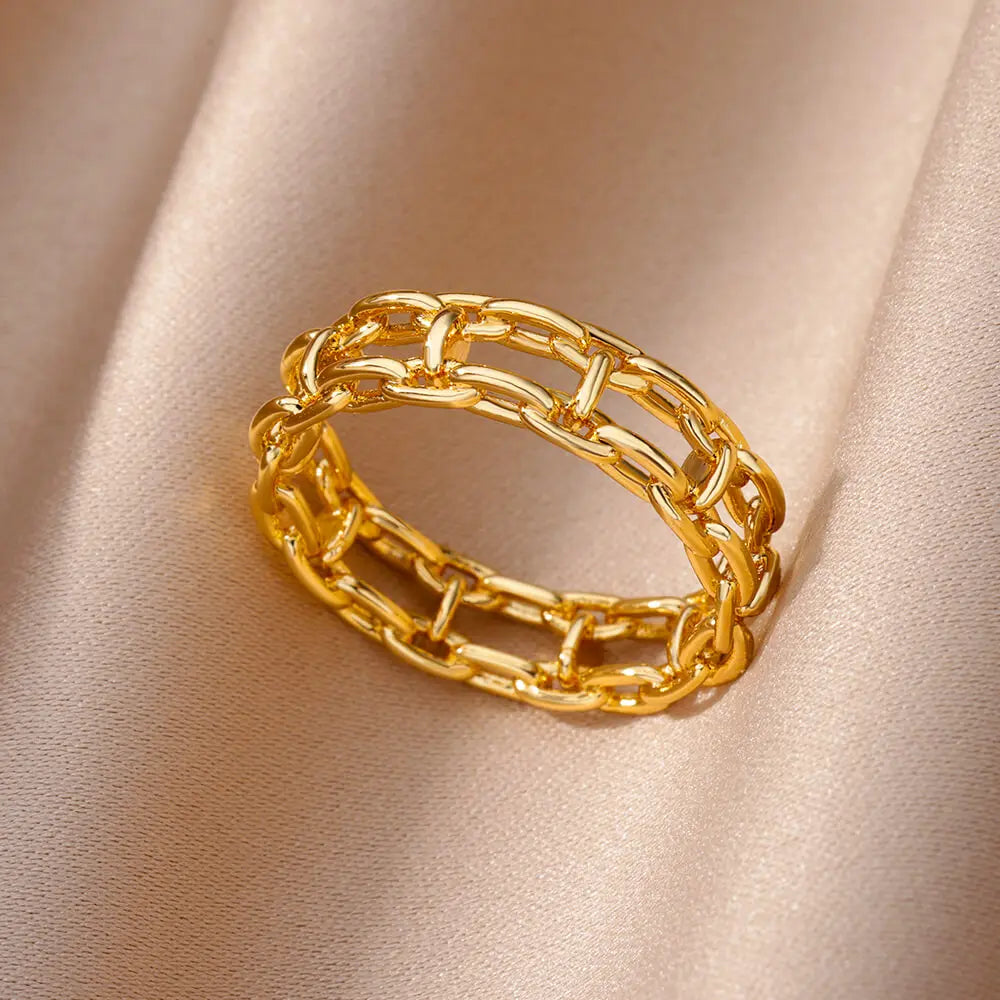 Stainless Steel Heart Rings for Women Vintage Gold Color Twist Barbed Wire Finger Ring Aesthetic Jewelry Gifts-Dollar Bargains Online Shopping Australia