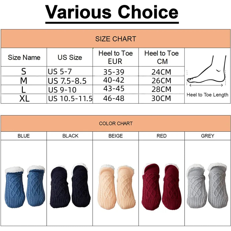 Women Knitted Slipper Socks Cozy Fuzzy Socks Non Slip Socks Winter Indoor Double Layer Bedroom Slipper Socks-Dollar Bargains Online Shopping Australia