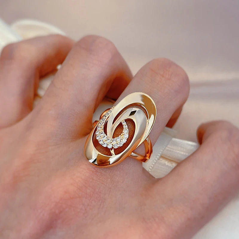 Rose Gold Rings Daily Women Fine Jewelry Minimalist Geometry Natural Zircon Ring Fashion-Dollar Bargains Online Shopping Australia