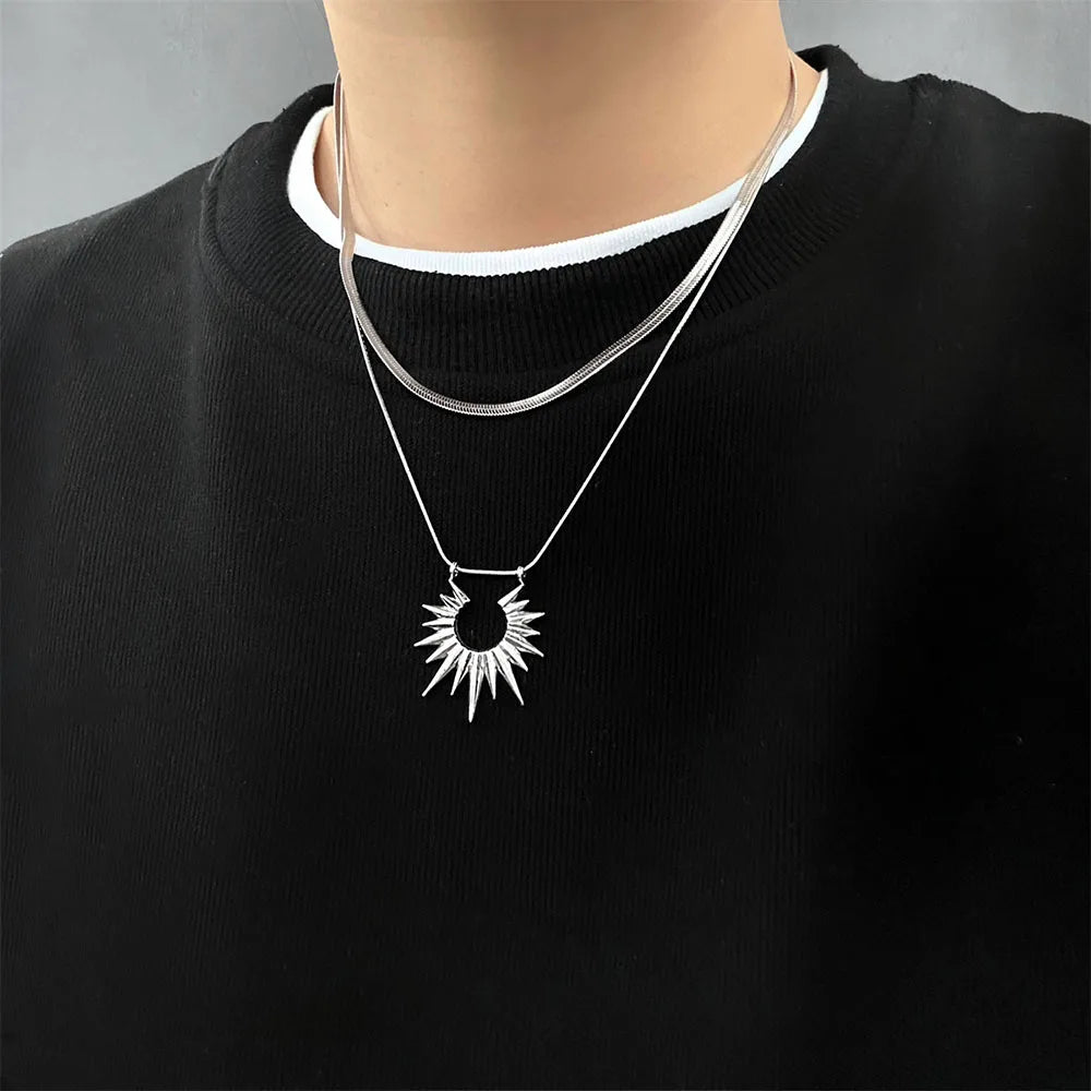 Hip Hop Zircon Star Double Layer Necklace For Men Women Trend Charm Titanium Steel Pendant Chain Unisex Jewelry-Dollar Bargains Online Shopping Australia