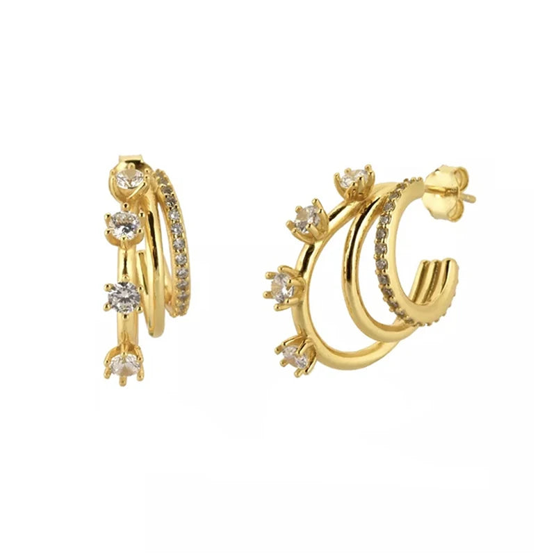 Gold Filled Stud Earrings Set For Women Ear Cuffs Colorful Zircon Dangle Hoop Earrings Fashion Party Jewelry-Dollar Bargains Online Shopping Australia