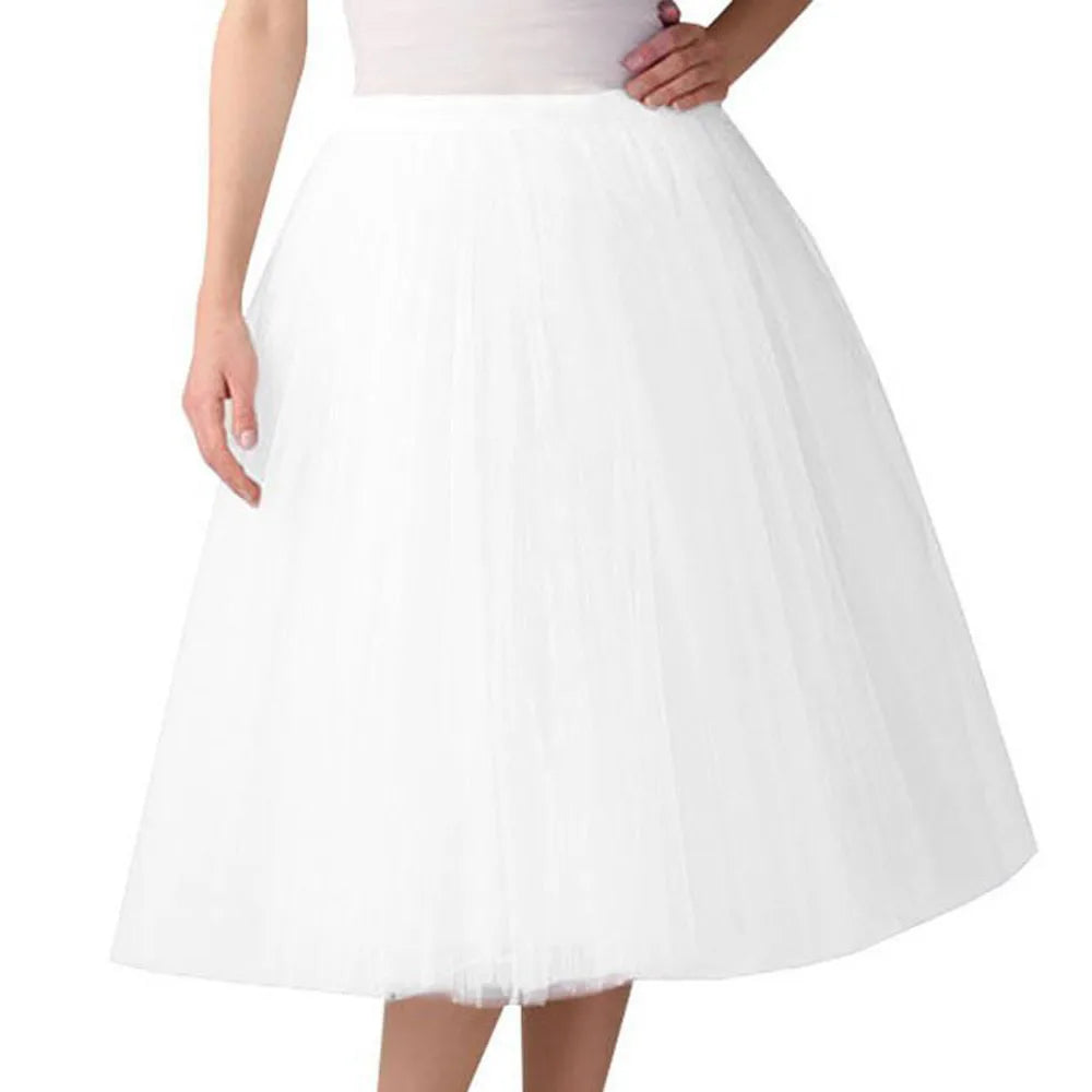 Women Tulle Skirt Pleated Gauze Knee Length Mesh A Line Skirt Adult Tutu Ballet Dancing Chic High Waist Party Skirts Fairy Style-Dollar Bargains Online Shopping Australia
