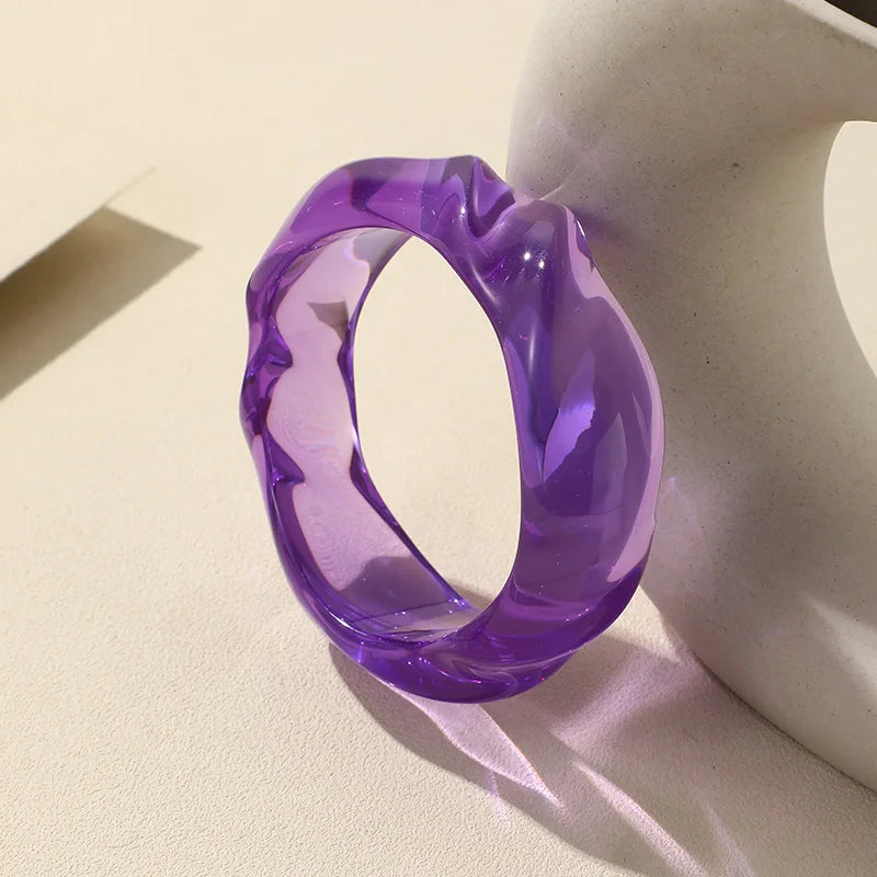 Transparent Resin Acrylic Bangles For Women Geometry Round Bangle Bracelets Charm Thick Simple Party Hand Jewelry-Dollar Bargains Online Shopping Australia