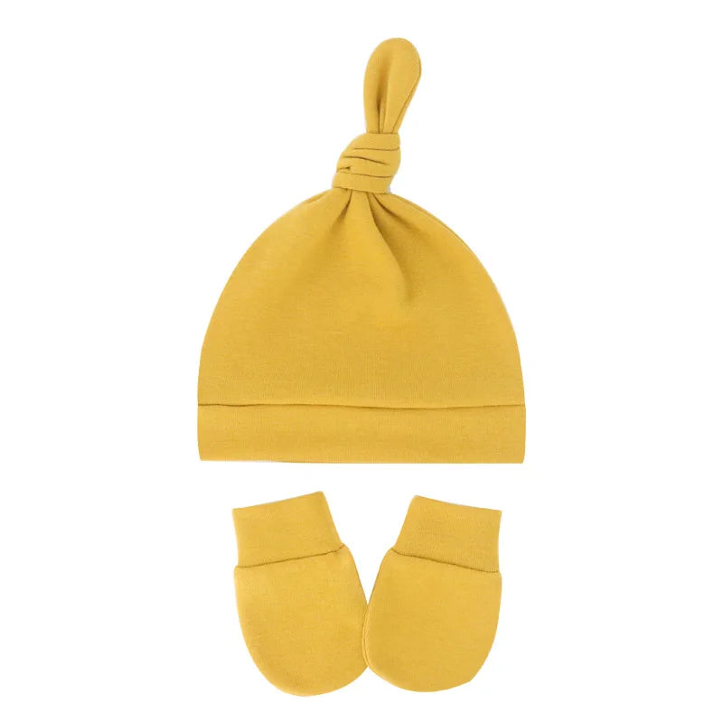 Newborn Baby Hat With Gloves Cotton Bonnet Baby Beanie For Girls Spring Soft Infant Cap Boy Toddler Accessories Gift-Dollar Bargains Online Shopping Australia