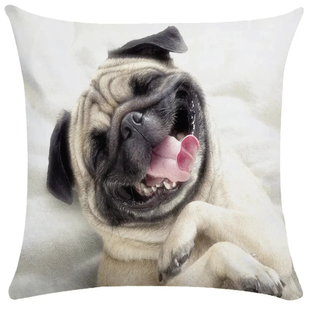 Pug Bulldog Print Cushion Cover Pets Dog Pillowcase For Home Sofa Decoration Polyester Lumbar Pillow Case Gift-Dollar Bargains Online Shopping Australia