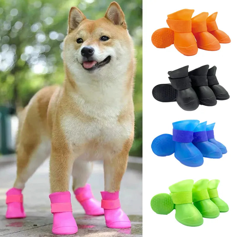 4Pcs Pet WaterProof Rainshoe Anti-slip Rubber Boot For Small Medium Large Dogs Cats Outdoor Shoe Dog Ankle Boots Pet Accessories-Dollar Bargains Online Shopping Australia