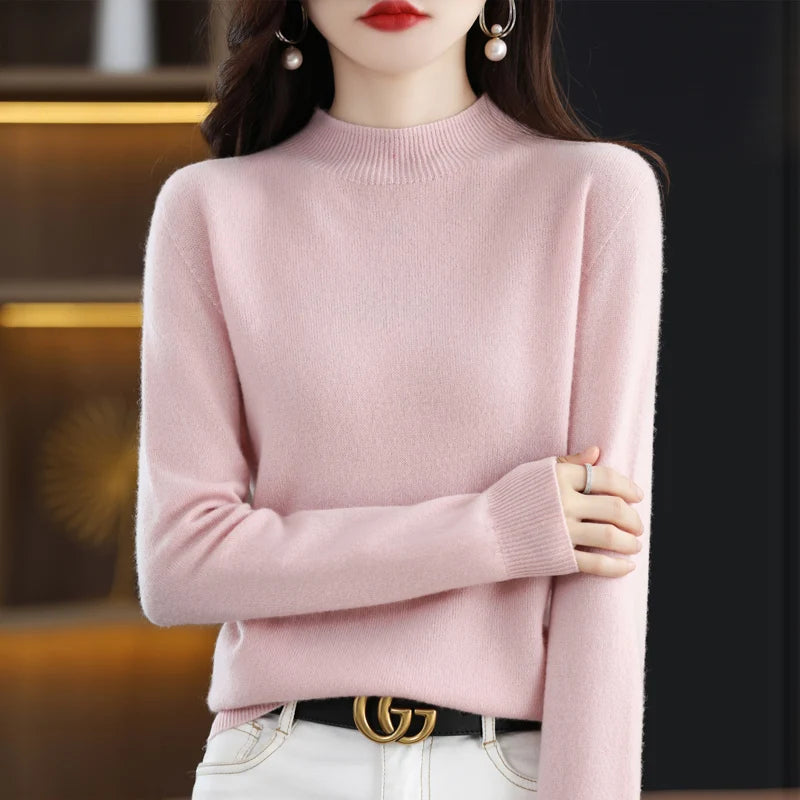 100% Pure Wool Half-neck Pullover Cashmere Sweater Women's Casual Knit Top-Dollar Bargains Online Shopping Australia