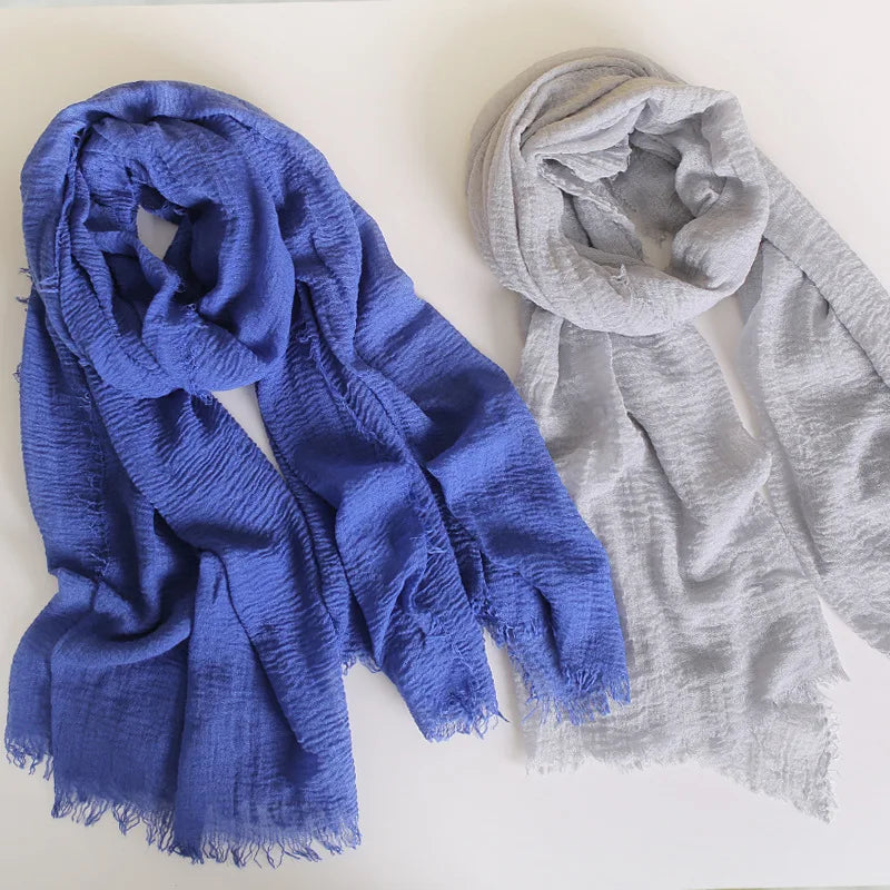 185*90cm Candy Color Cotton Linen Long Scarf Hijab Pashmina Lady Shawls Wraps Head Scarves Neck Bandana Men Scarf/Black Scarves