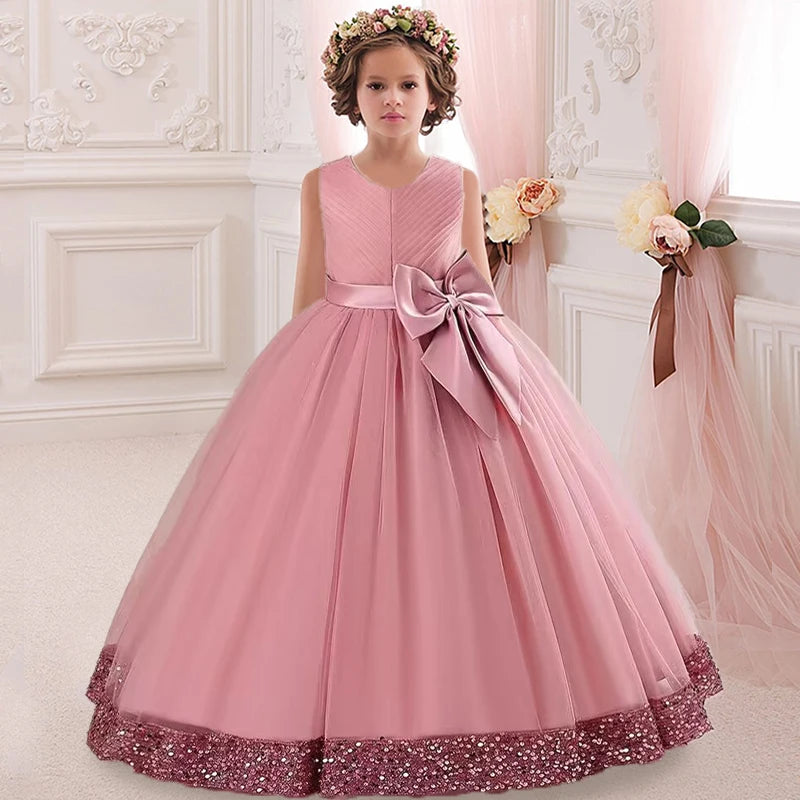 Kids Dress Flower Long Beading Elegant Teenagers Prom Gowns Dresses Girl Party Kid Evening Bridesmaid Princess-Dollar Bargains Online Shopping Australia