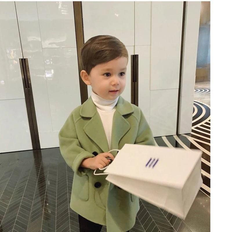 Jackets Child Girl Woolen Double-breasted Baby Trench Coat Lapel Autumn Kids Outerwear Winter Wool Overcoat-Dollar Bargains Online Shopping Australia