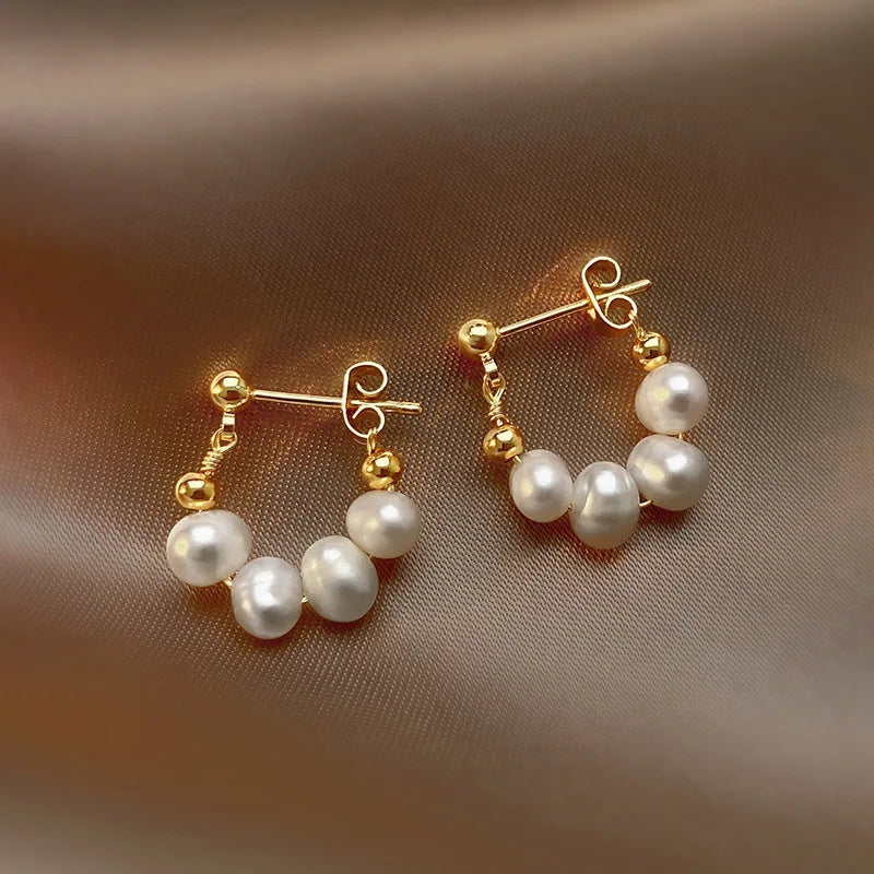 Simple Temperament Circle Pearl Earrings Fashion Small Versatile Earrings Women's Jewelry-Dollar Bargains Online Shopping Australia