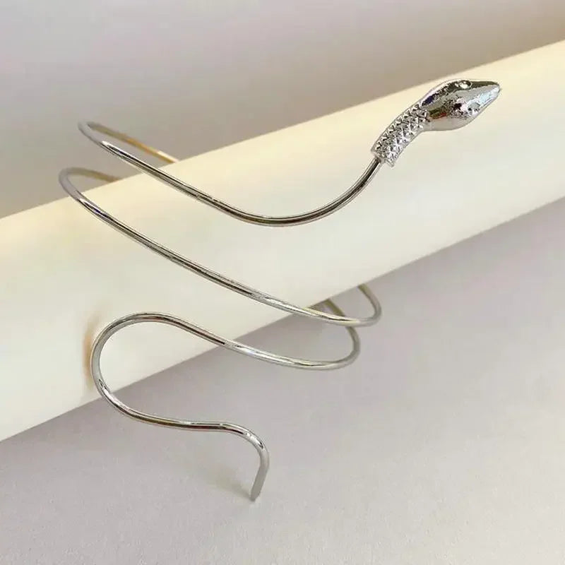 Punk Coiled Snake Spiral Upper Arm Cuff Armlet Armband Bangle Women Jewelry Egypt Swirl Snake Arm Cuff Armlet-Dollar Bargains Online Shopping Australia