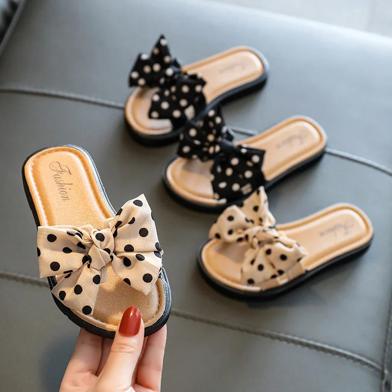 Bow Flats Open Toe Slide Sandals Non-slip Flip Flops Children Home Slippers Kids Girls Summer Cute Beach Slippers Shoe-Dollar Bargains Online Shopping Australia