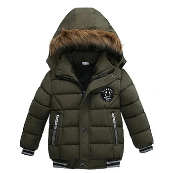 Autumn Winter Boys Jacket New Keep Warm Baby Coat Hooded Zipper Fashion Fur Collar Boys Outerwear-Dollar Bargains Online Shopping Australia