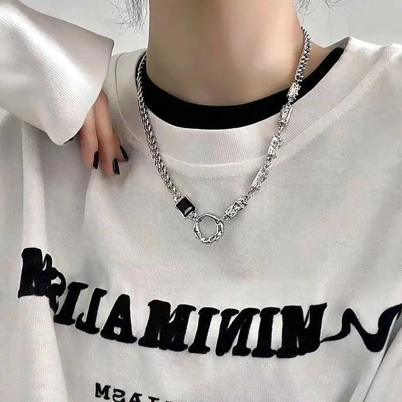 Hip Hop Zircon Star Double Layer Necklace For Men Women Trend Charm Titanium Steel Pendant Chain Unisex Jewelry-Dollar Bargains Online Shopping Australia