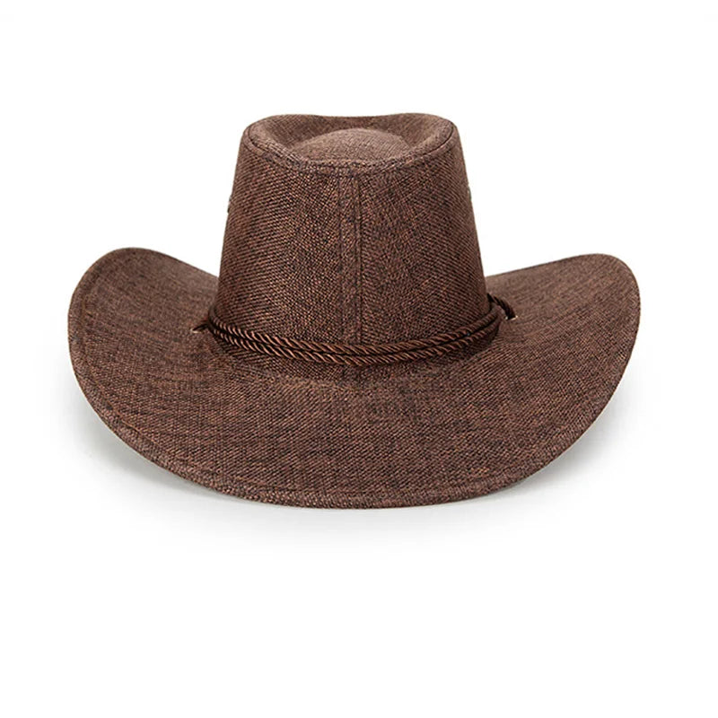 Summer Men Hat Breathable Western Cowboy Sunscreen Cap British Style Men Linen Solid Color Retro Casual Lightweight Hat-Dollar Bargains Online Shopping Australia