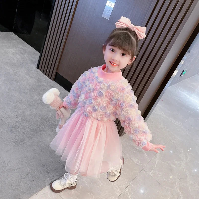 Baby Girls Dresses Birthday Party Floral Lace Princess Dress Children Casual Clothes Kids Clothing