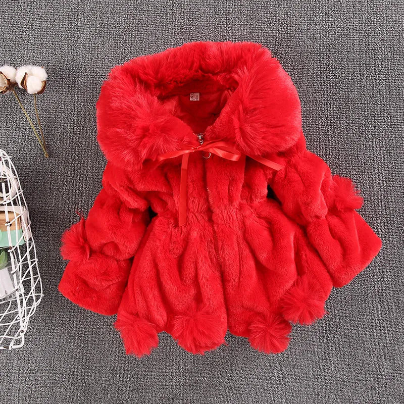 Baby Girls Jacket Warm Faux Fur Coat For Girls Christmas Princess Plush Children Clothing-Dollar Bargains Online Shopping Australia