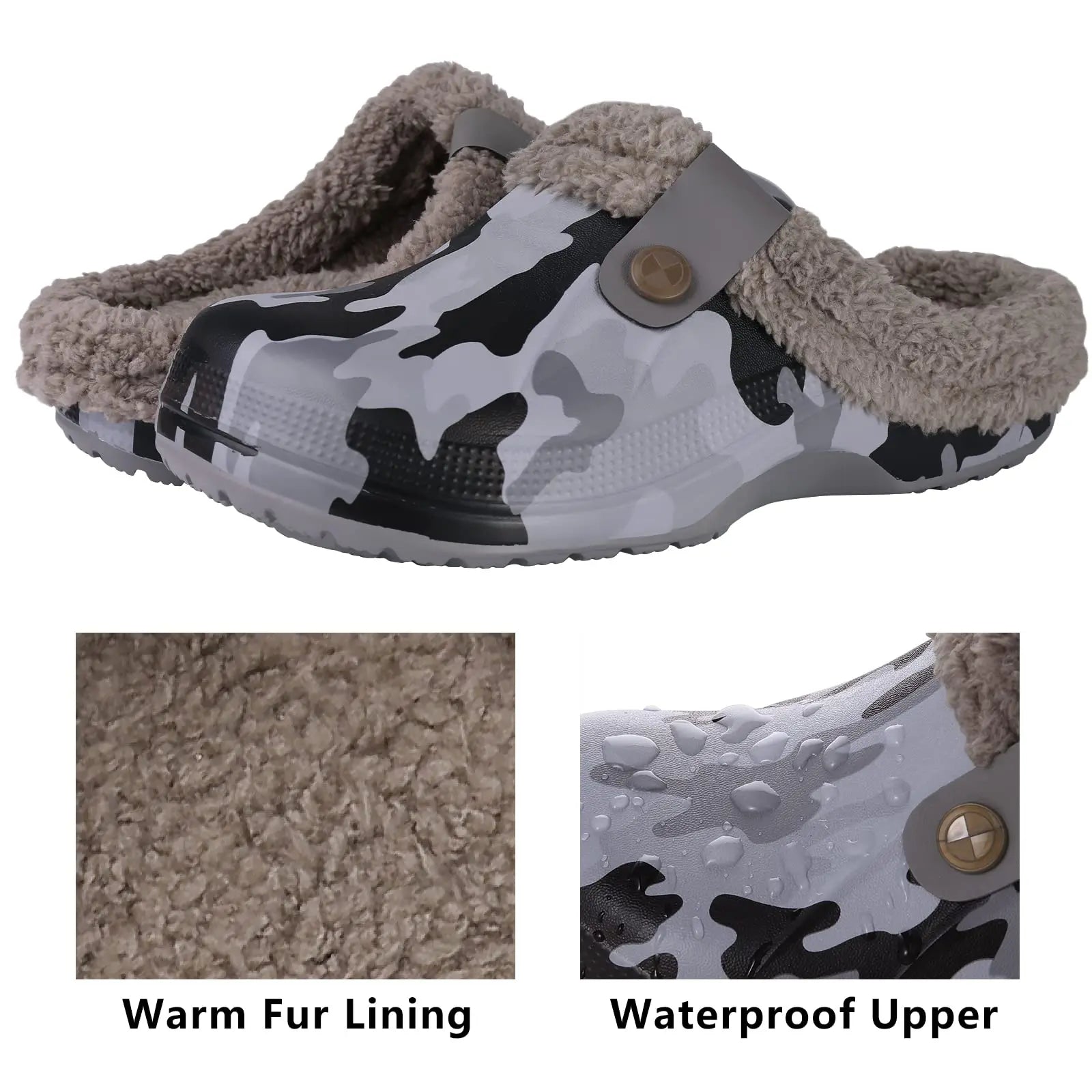 Plush Fur Clogs Slippers For Women Men Winter Soft Furry Slippers Waterproof Garden Shoes Multi-Use Indoor Home Shoes-Dollar Bargains Online Shopping Australia