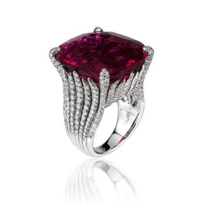 Luxury Sterling Silver Ring 3Ct Zircon Wedding Jewelry Rings Engagement for Women Girls Xmas Gift