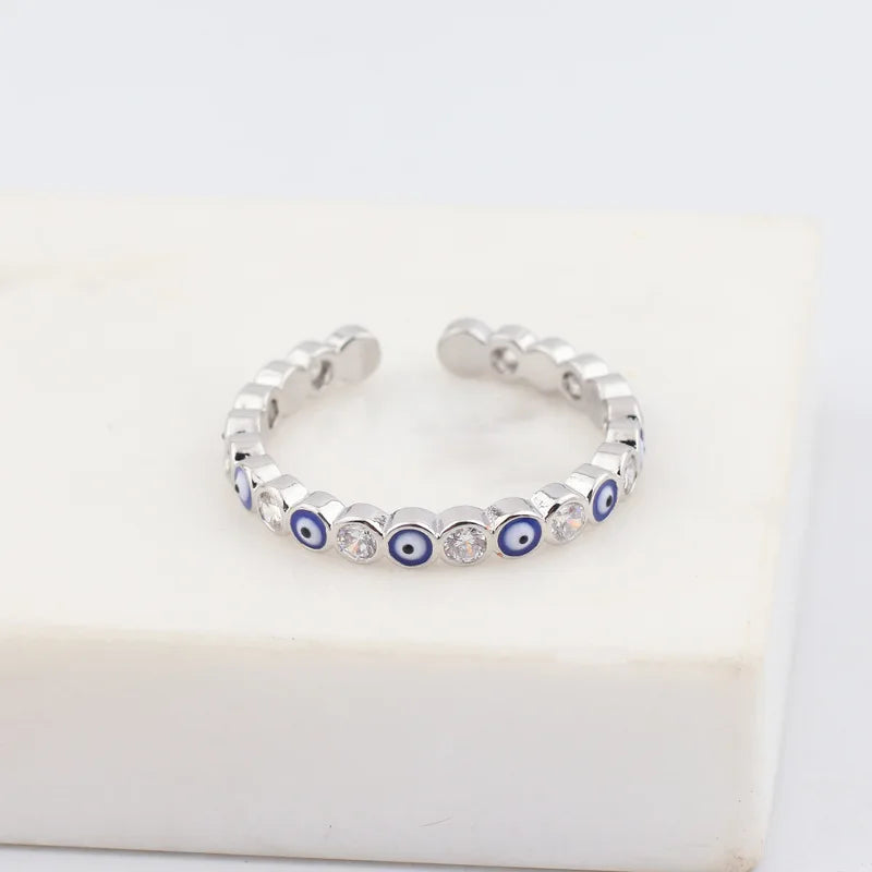 Bohemia Lucky Turkish Blue Evil Eye Rings Dripping Oil Open Adjustable Finger Rings for Women Jewelry Gift-Dollar Bargains Online Shopping Australia