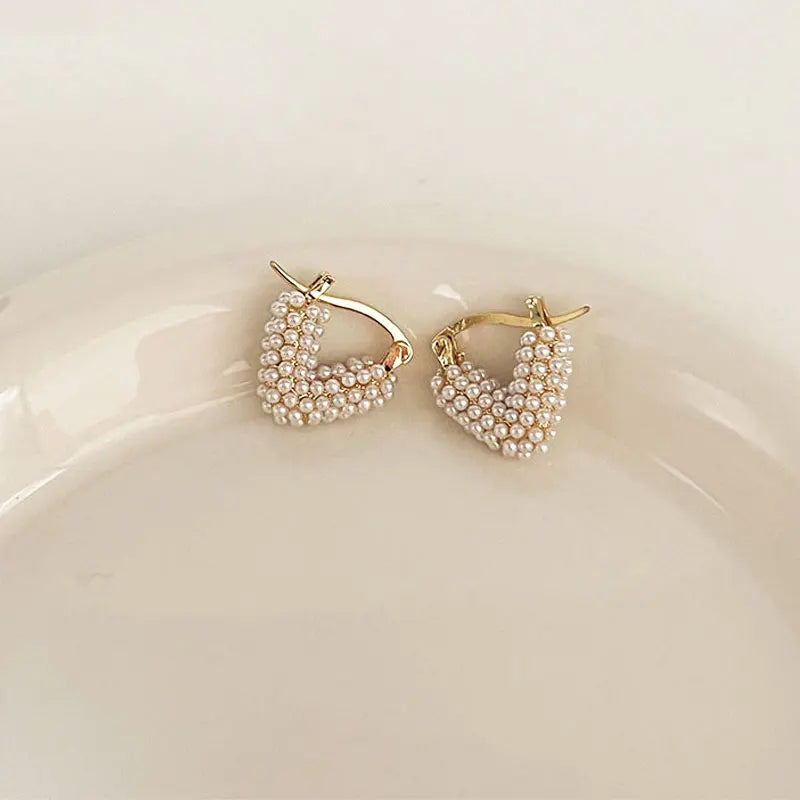 Simple Temperament Circle Pearl Earrings Fashion Small Versatile Earrings Women's Jewelry-Dollar Bargains Online Shopping Australia