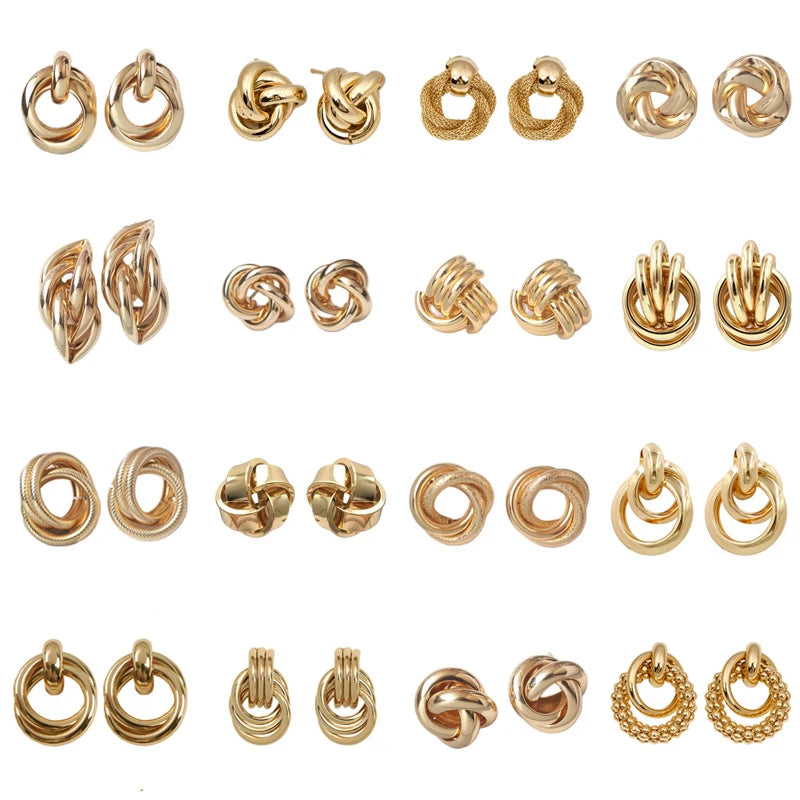 Twist Stud Earrings Gold Color Metal Women Earrings Rotating Spiral Unusual Earrings for Ladies European Jewelry-Dollar Bargains Online Shopping Australia