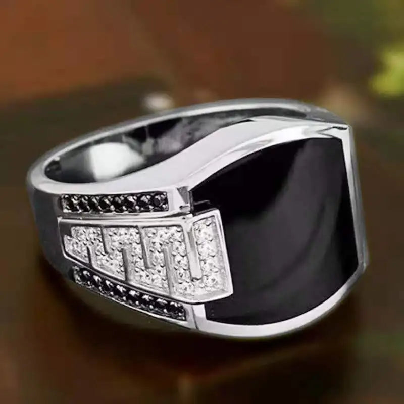 Metal Glossy Rings for Men Geometric Width Signet Square Finger Punk Style Fashion Ring Jewelry Accessories-Dollar Bargains Online Shopping Australia