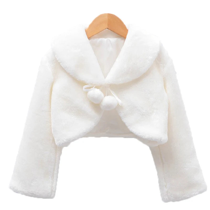 Girls Plush Jacket Keep Warm Little Princess Cloak Long Sleeve Shawl Christmas Birthday Party New Kids Clothes-Dollar Bargains Online Shopping Australia