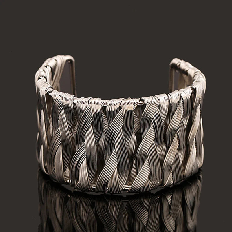 Punk Multilayer Metal Wires Strings Bracelets Bangles For Women Vintage Exaggerated Gold Color Wide Open Cuff Bangles Jewelry-Dollar Bargains Online Shopping Australia