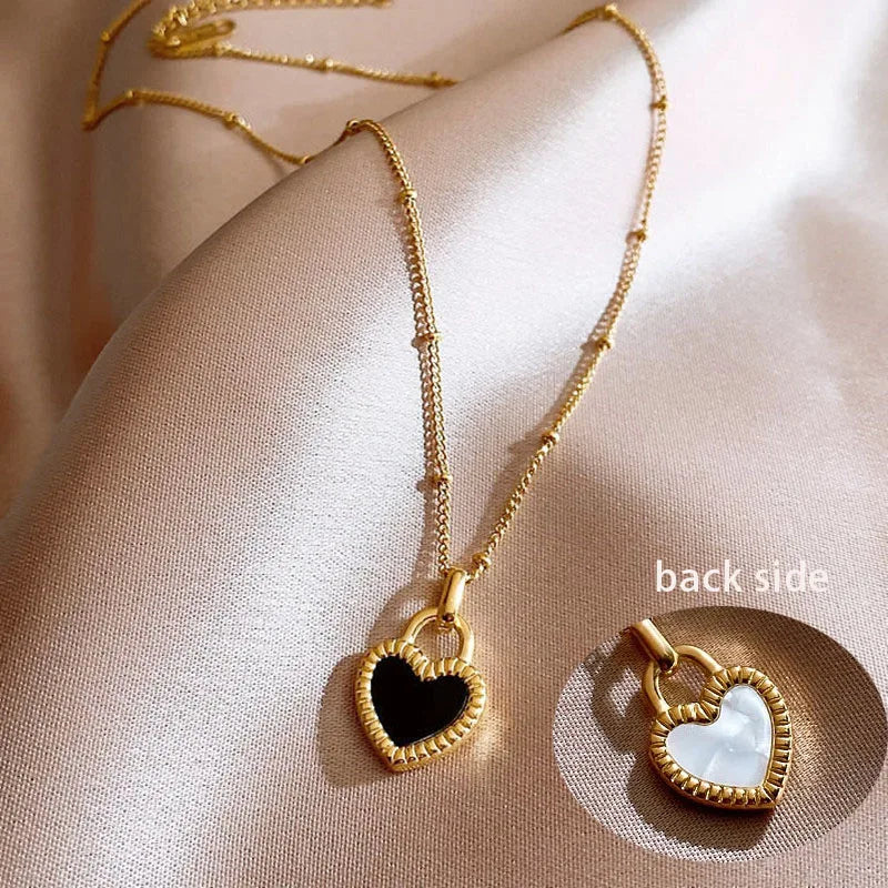 Black Heart Pendant Necklace Punk Shiny Rhinestone Star Asymmetric Chain Necklace for Women Neck Chain Y2K Jewelry-Dollar Bargains Online Shopping Australia