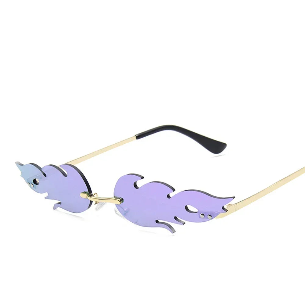 Fire Flame Sunglasses Women Rimless Wave Sun Glasses Metal Shades For Vintage Women Mirror Eyewear UV400-Dollar Bargains Online Shopping Australia